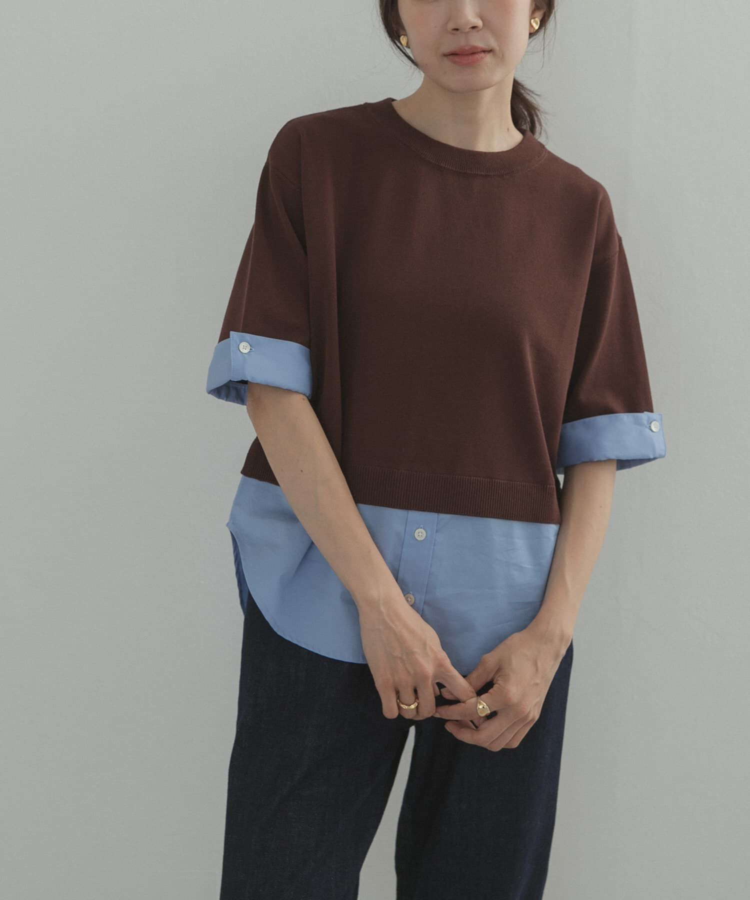 URBAN RESEARCH DOORS「フェイクレイヤードニットプルオーバー」|Tシャツ・カットソー|