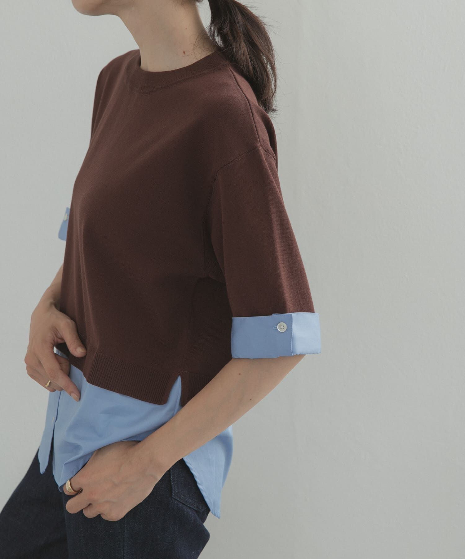 URBAN RESEARCH DOORS「フェイクレイヤードニットプルオーバー」|Tシャツ・カットソー|