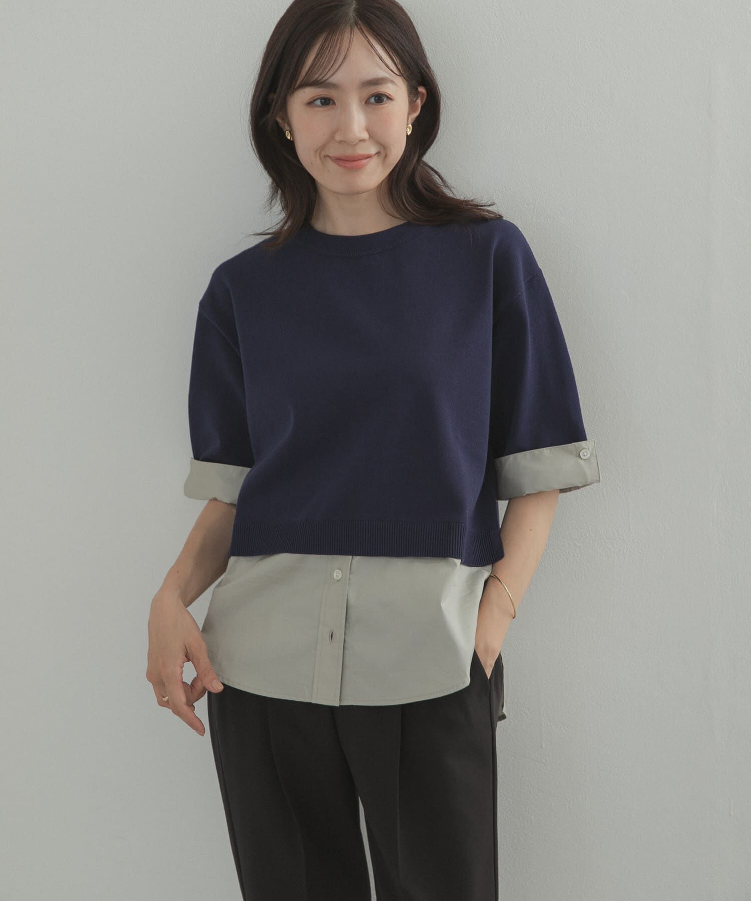 URBAN RESEARCH DOORS「フェイクレイヤードニットプルオーバー」|Tシャツ・カットソー|