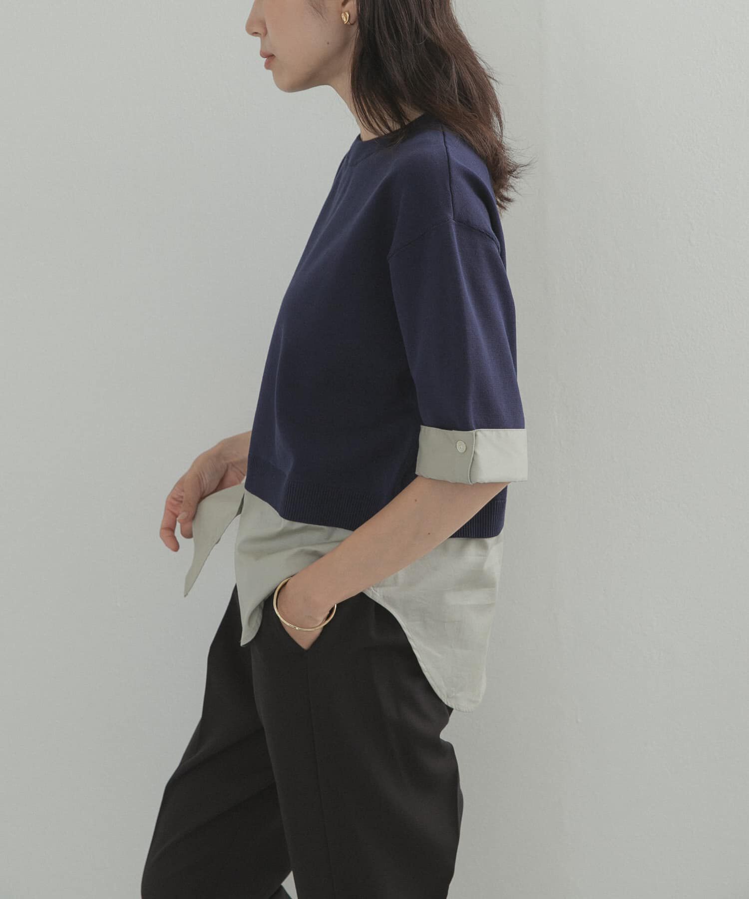URBAN RESEARCH DOORS「フェイクレイヤードニットプルオーバー」|Tシャツ・カットソー|