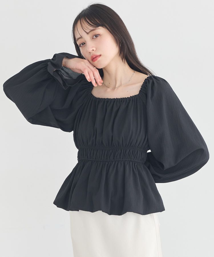 earth music&ecology「バルーンヘムブラウス」|シャツ・ブラウス|Black