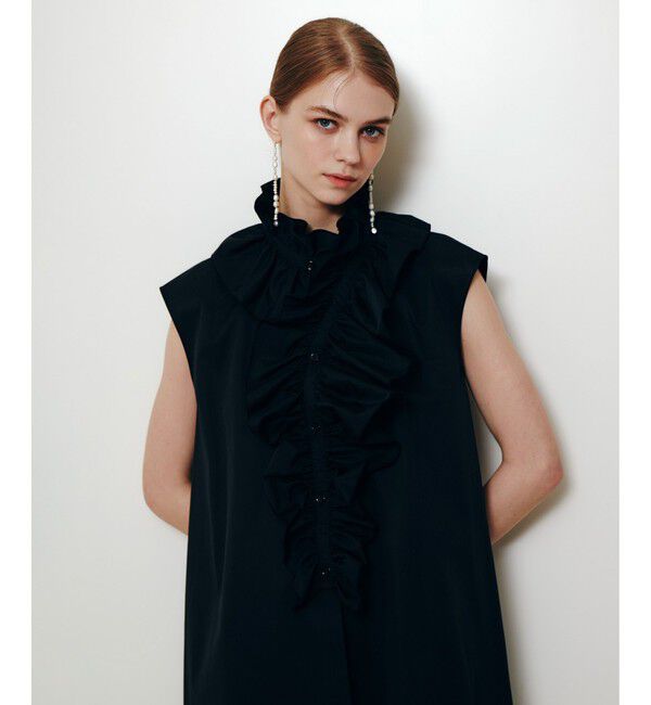LOULOU WILLOUGHBY「ビッグフリルドワンピース」|ワンピース|ブラック