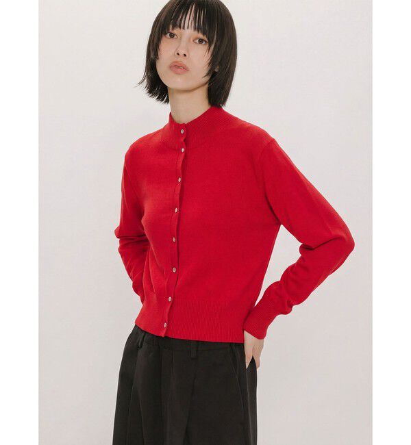 MIDIUMISOLID「MIDIUMISOLID for Ladies ハイネックショートカーディガン」|カーディガン|レッド