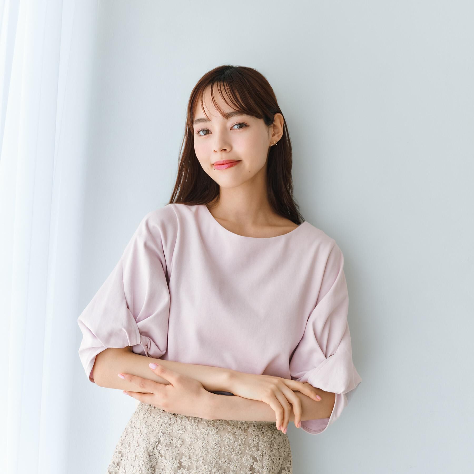 index「パフスリーブツイストタックトップス【洗濯機可／接触冷感／UVケア】」|Tシャツ・カットソー|