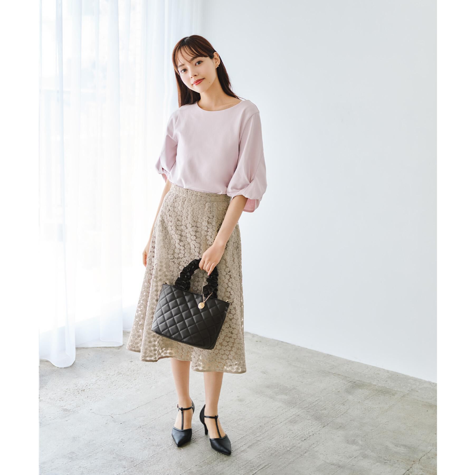 index「パフスリーブツイストタックトップス【洗濯機可／接触冷感／UVケア】」|Tシャツ・カットソー|