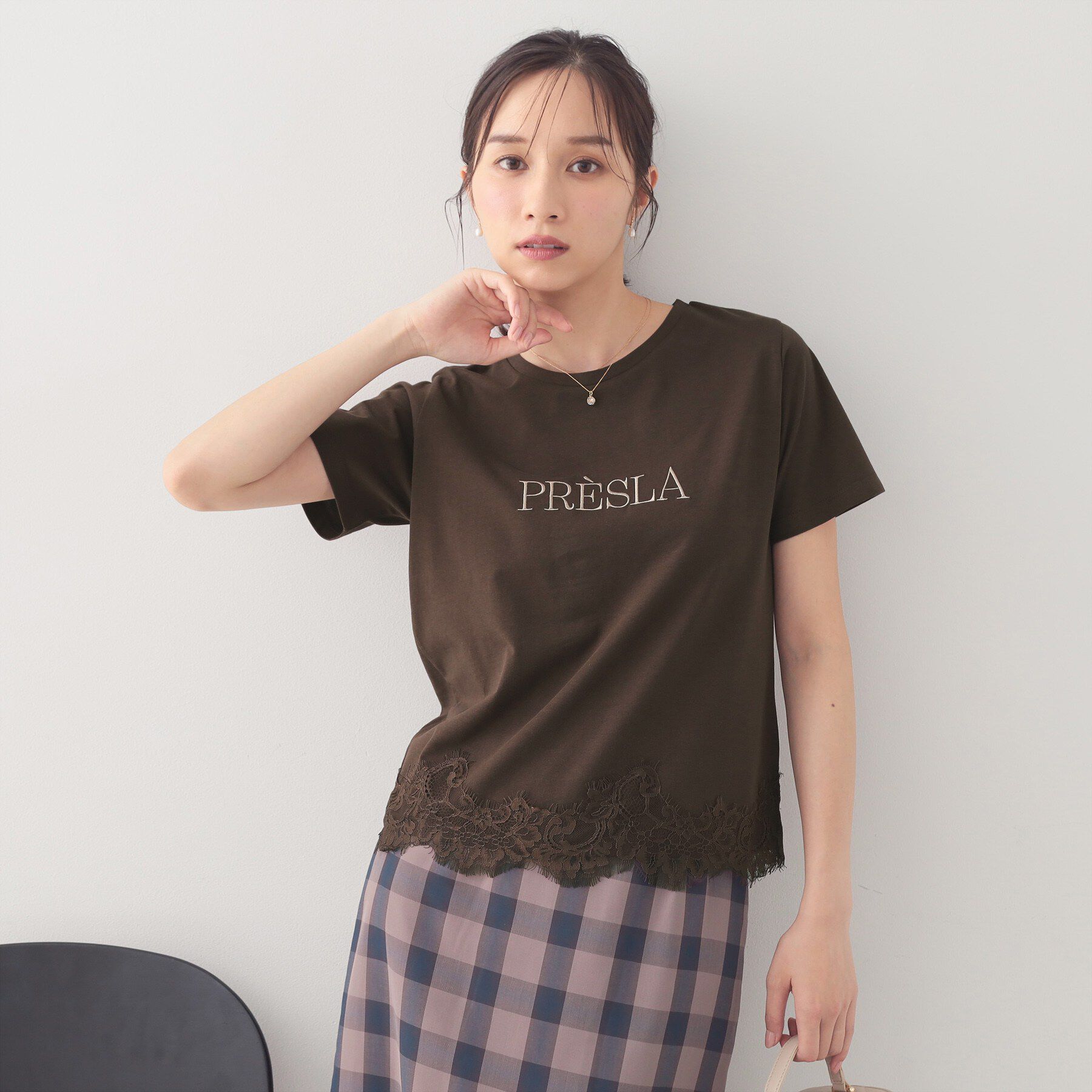 index「【接触冷感／UVケア】裾レースロゴTシャツ《洗濯機OK／S-3L》」|Tシャツ・カットソー|