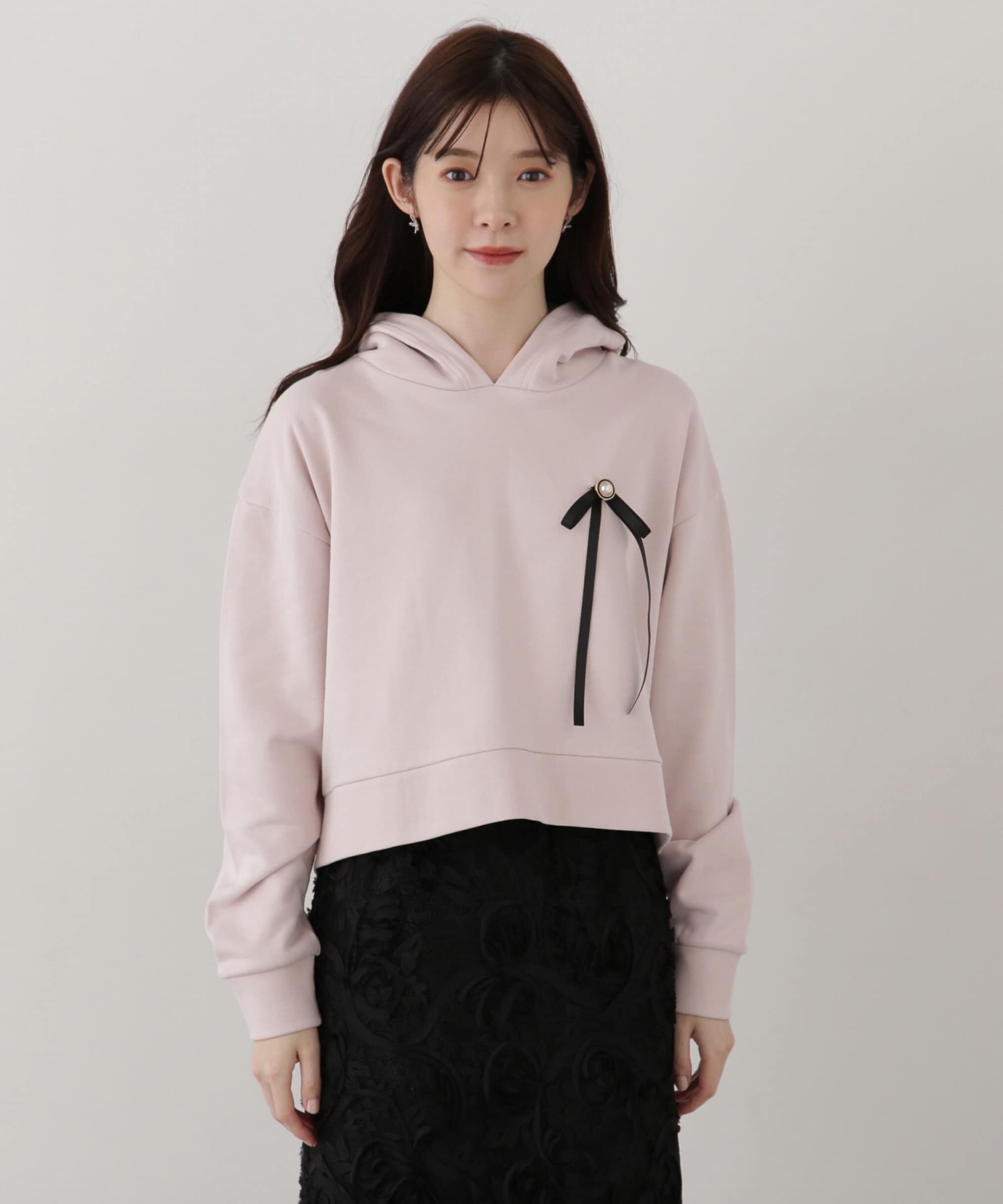 PROPORTION BODY DRESSING「リボンブローチ付きフーディー」|Tシャツ・カットソー|