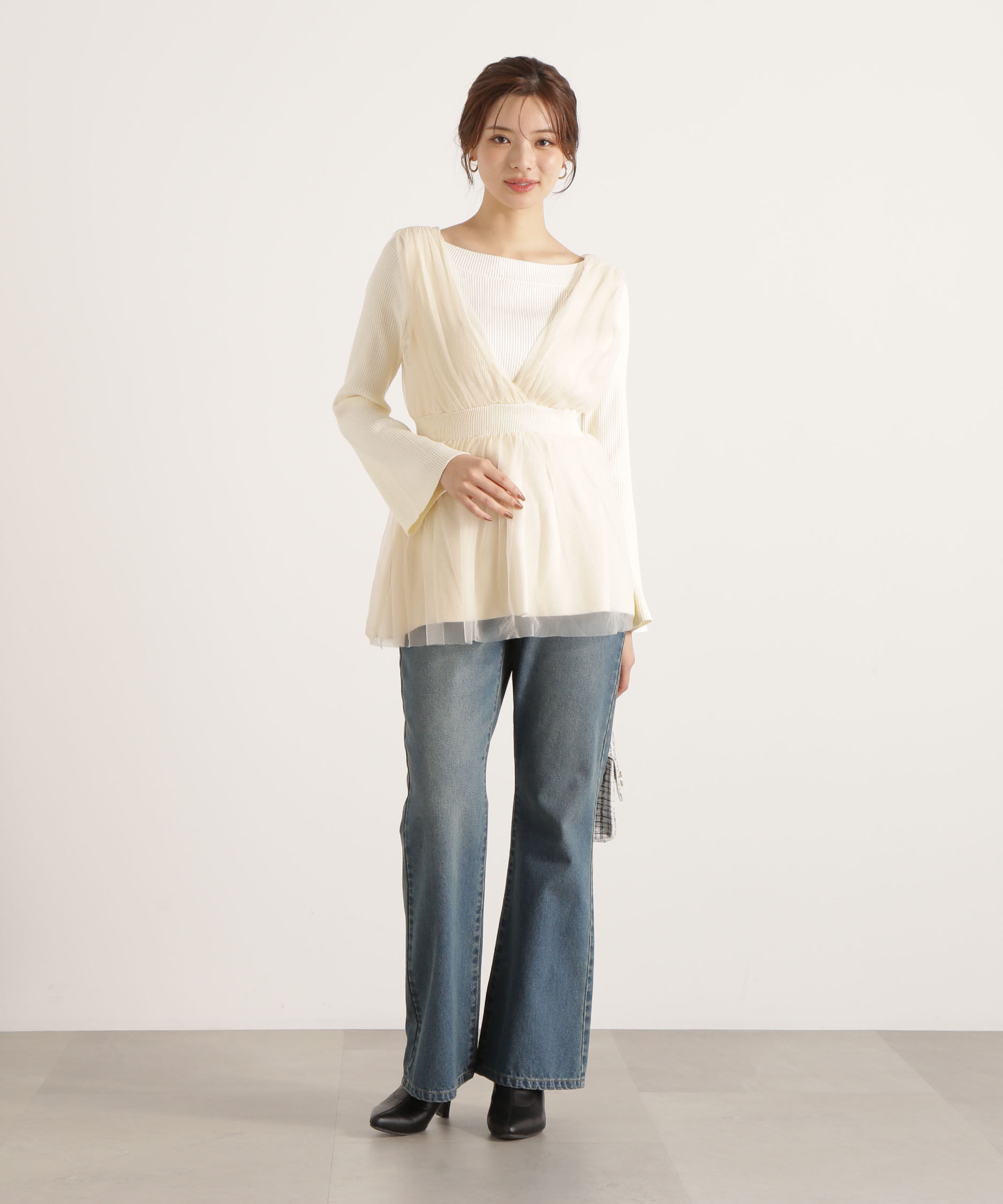 PROPORTION BODY DRESSING「チュールドッキングニットジレ 25AW」|ニット・セーター|