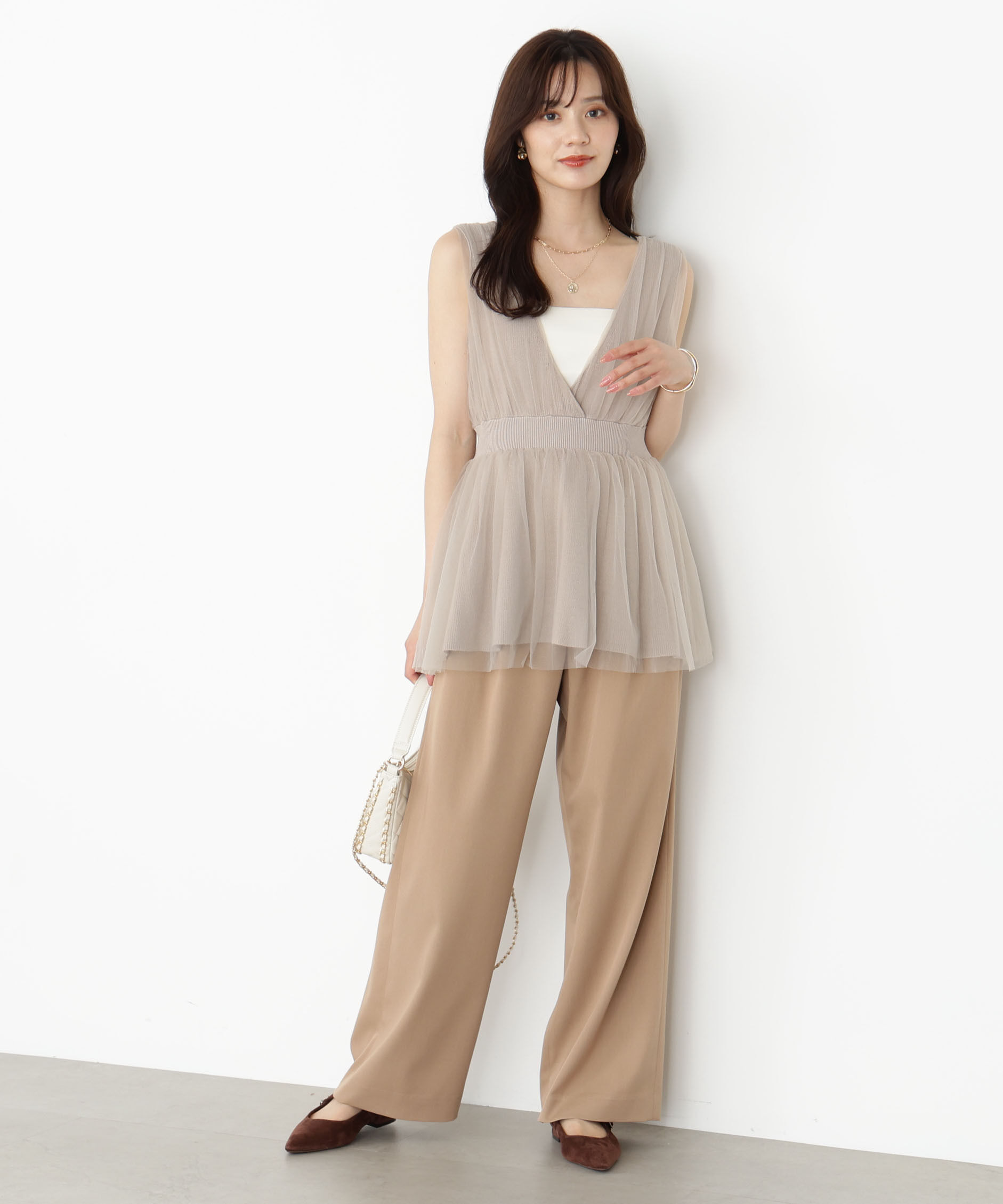 PROPORTION BODY DRESSING「チュールドッキングニットジレ 25AW」|ニット・セーター|