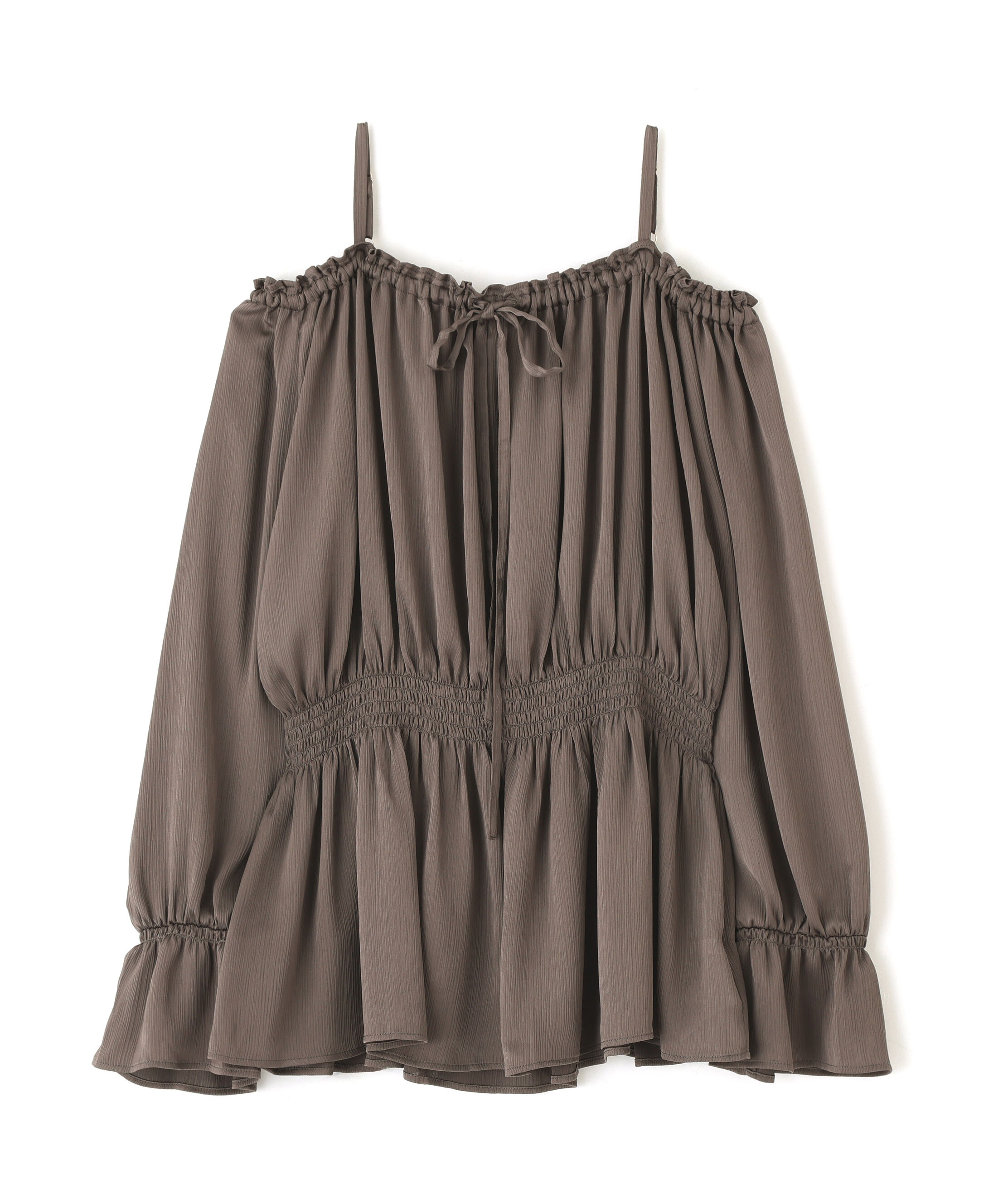 PROPORTION BODY DRESSING「《EDIT COLOGNE》＜ウォッシャブル＞リボン付きオフショルブラウス 25AW」|シャツ・ブラウス|