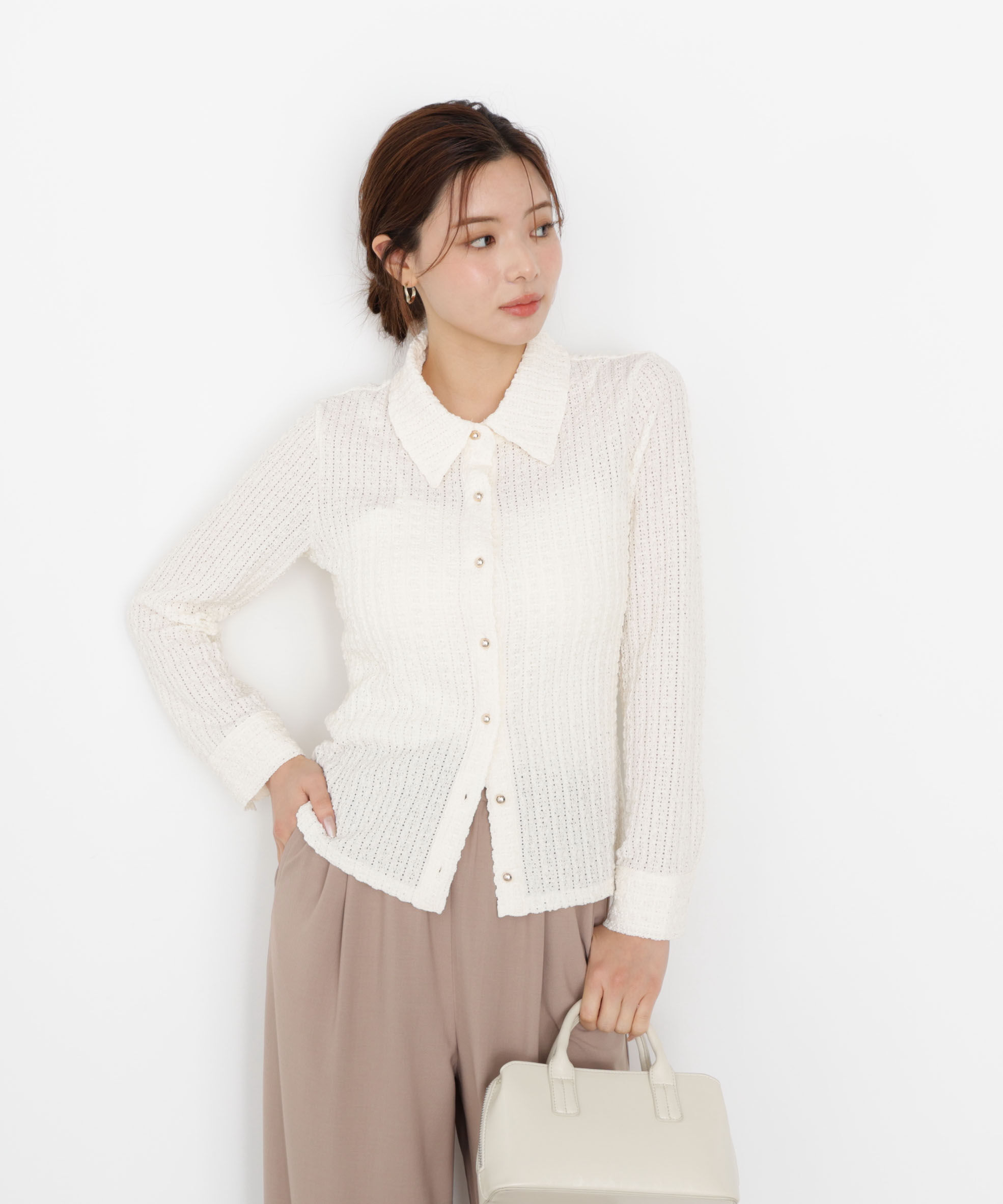 PROPORTION BODY DRESSING「＜ハンドウォッシャブル＞アイレットレースシャツ 25AW」|Tシャツ・カットソー|