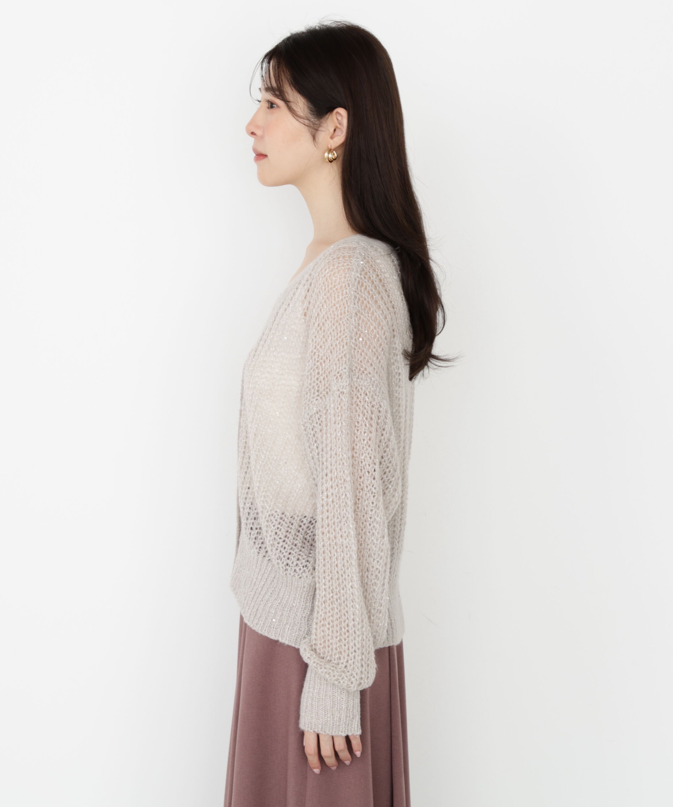 PROPORTION BODY DRESSING「スパンコール透かし編み2wayカーディガン 25AW」|カーディガン|