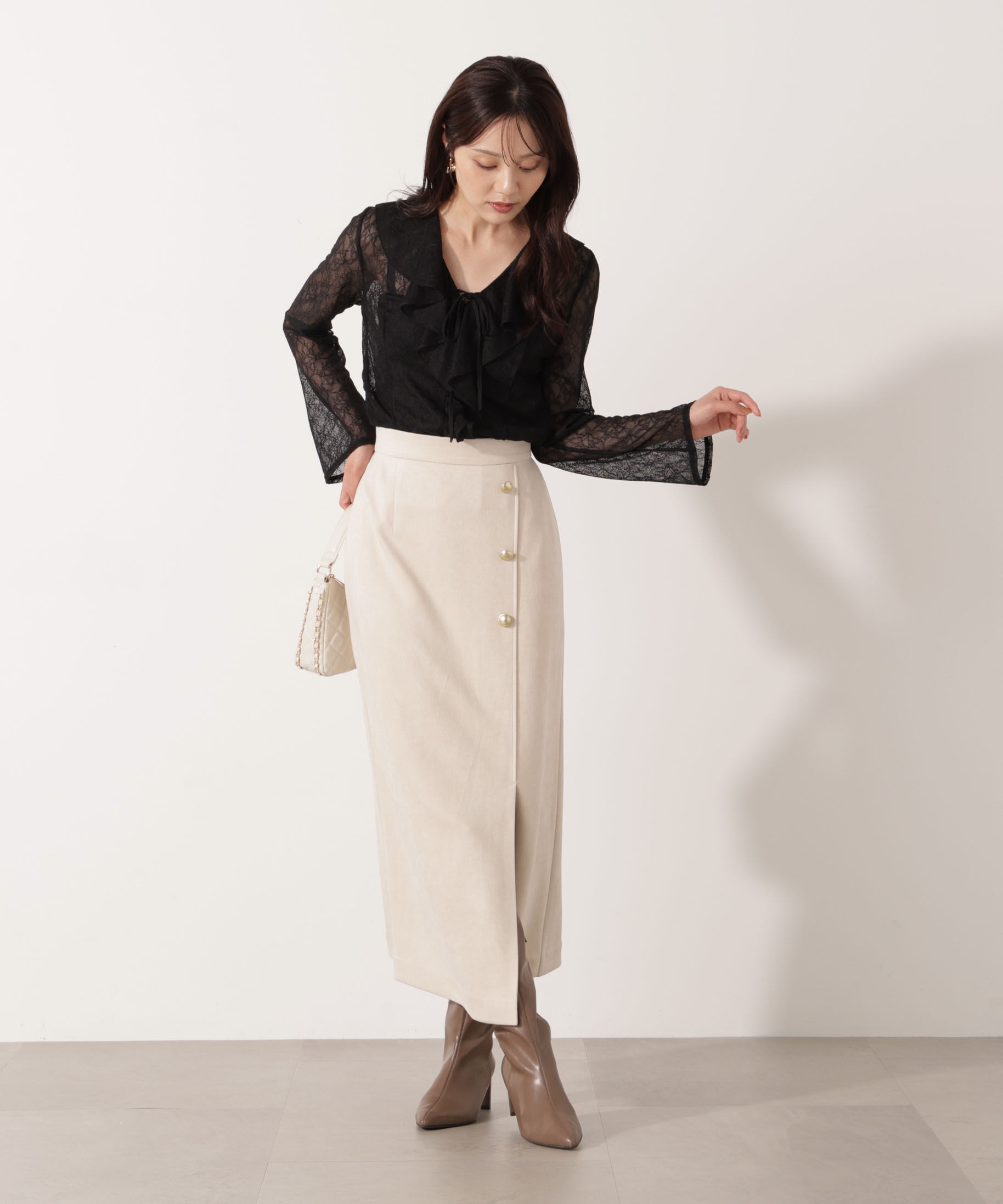 PROPORTION BODY DRESSING「フェイクスエード調ナロースカート」|スカート|