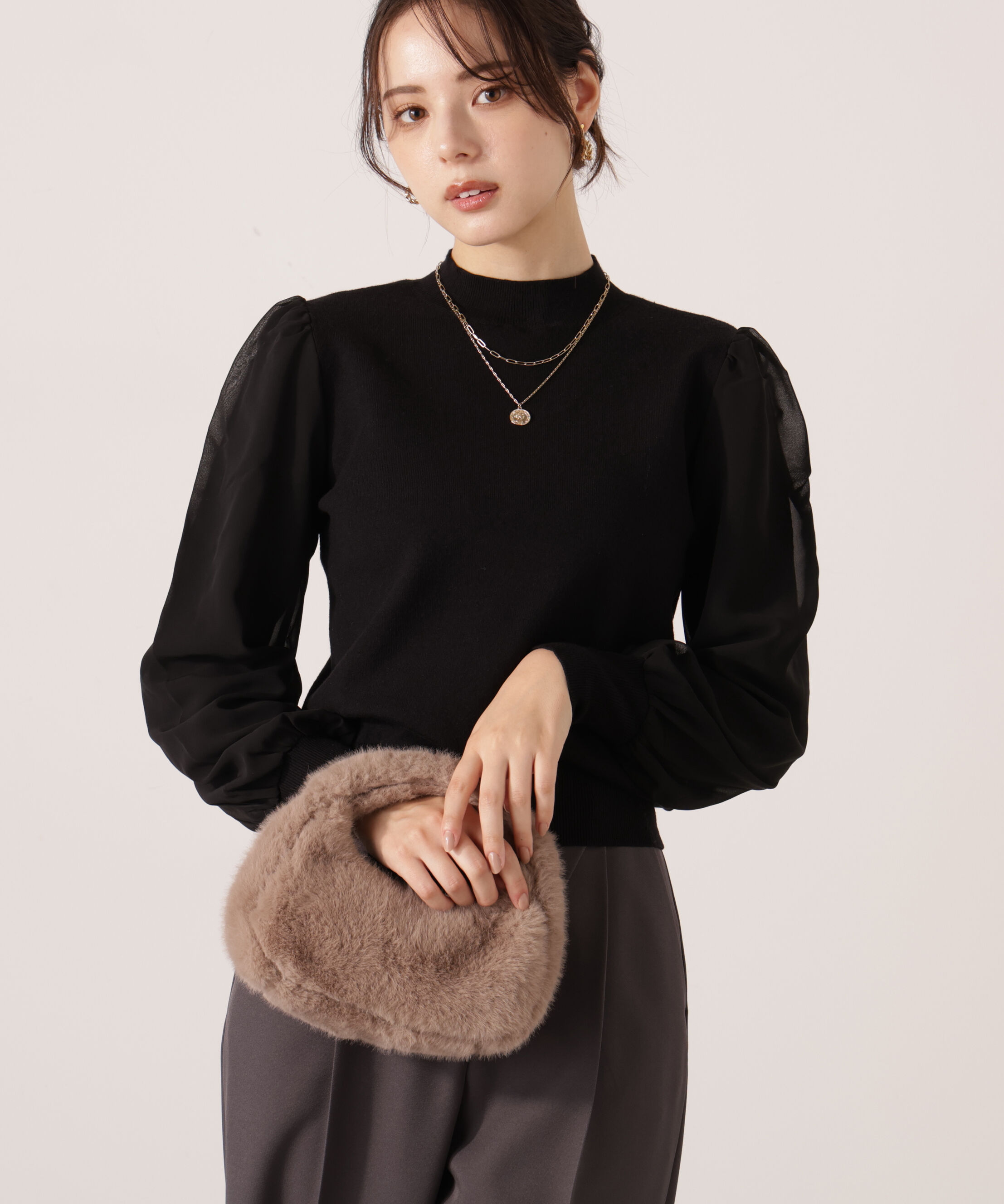 PROPORTION BODY DRESSING「シフォンスリーブニットトップス　25AW」|ニット・セーター|