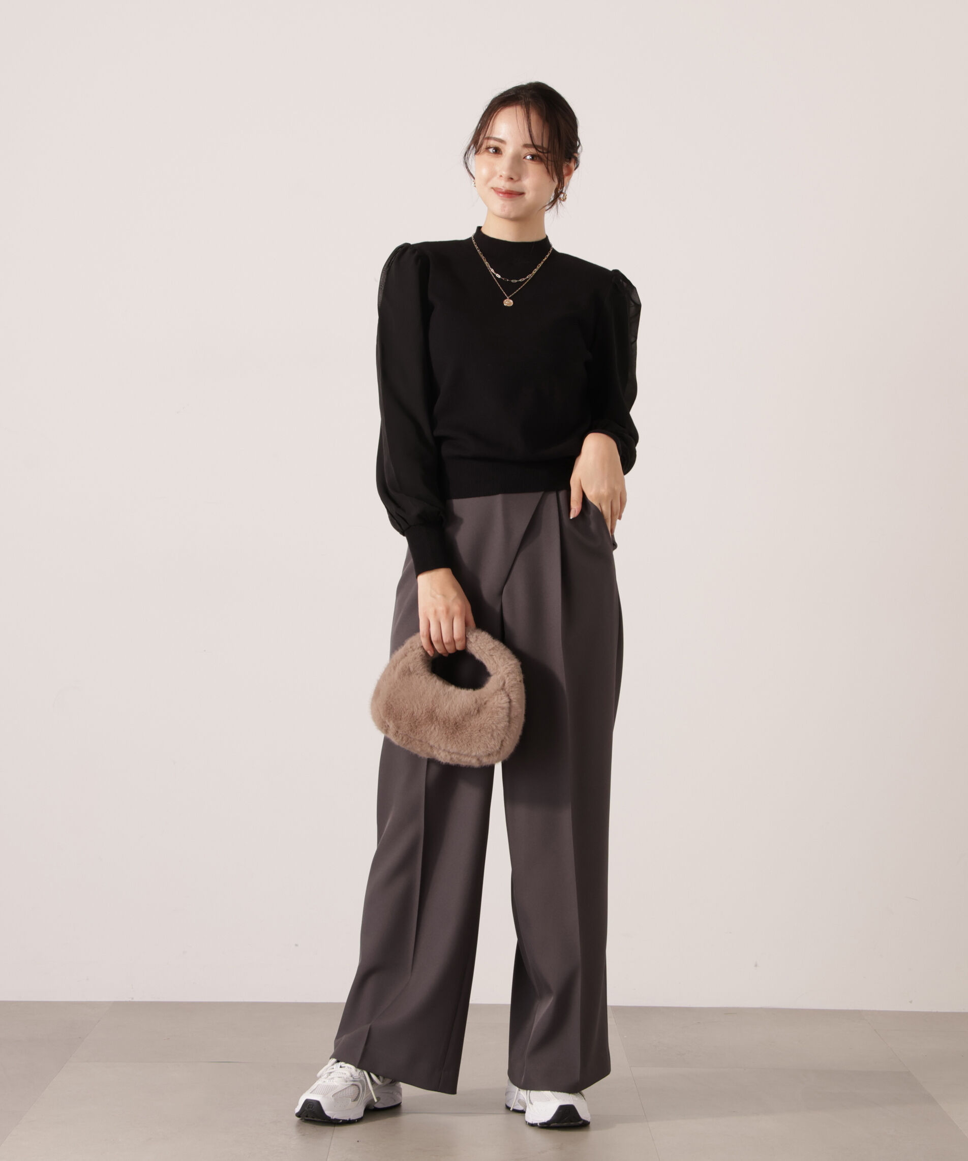 PROPORTION BODY DRESSING「シフォンスリーブニットトップス　25AW」|ニット・セーター|