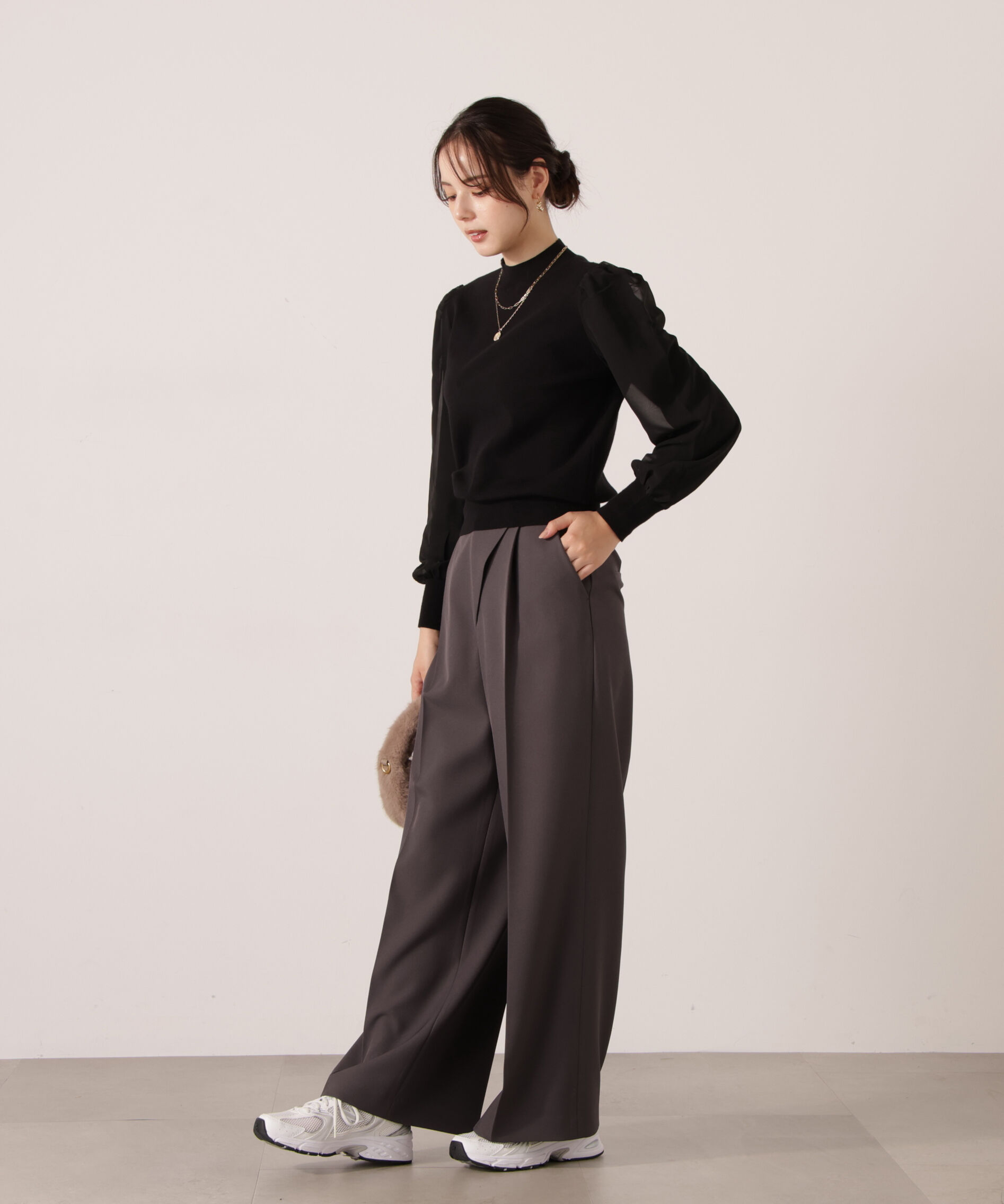 PROPORTION BODY DRESSING「シフォンスリーブニットトップス　25AW」|ニット・セーター|