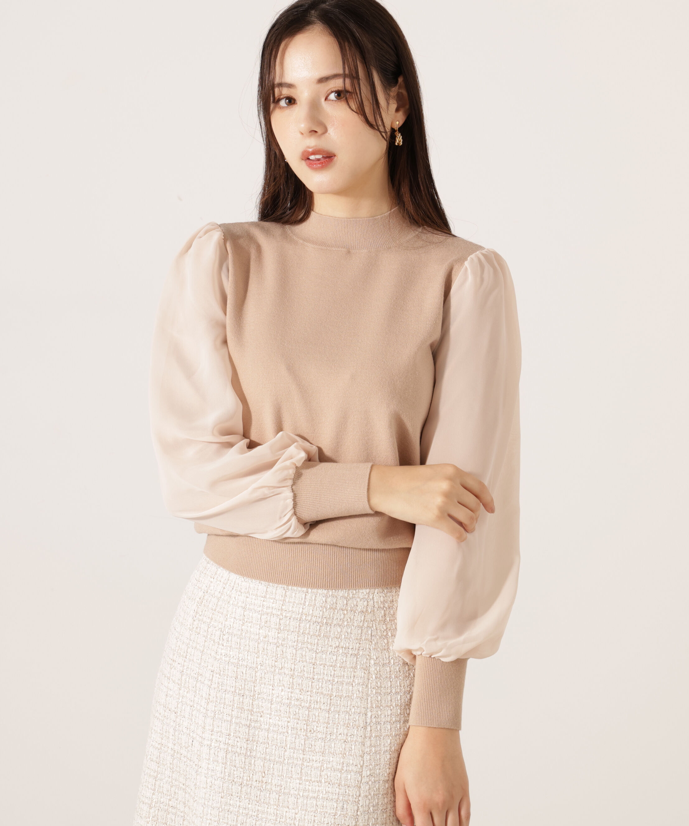 PROPORTION BODY DRESSING「シフォンスリーブニットトップス　25AW」|ニット・セーター|