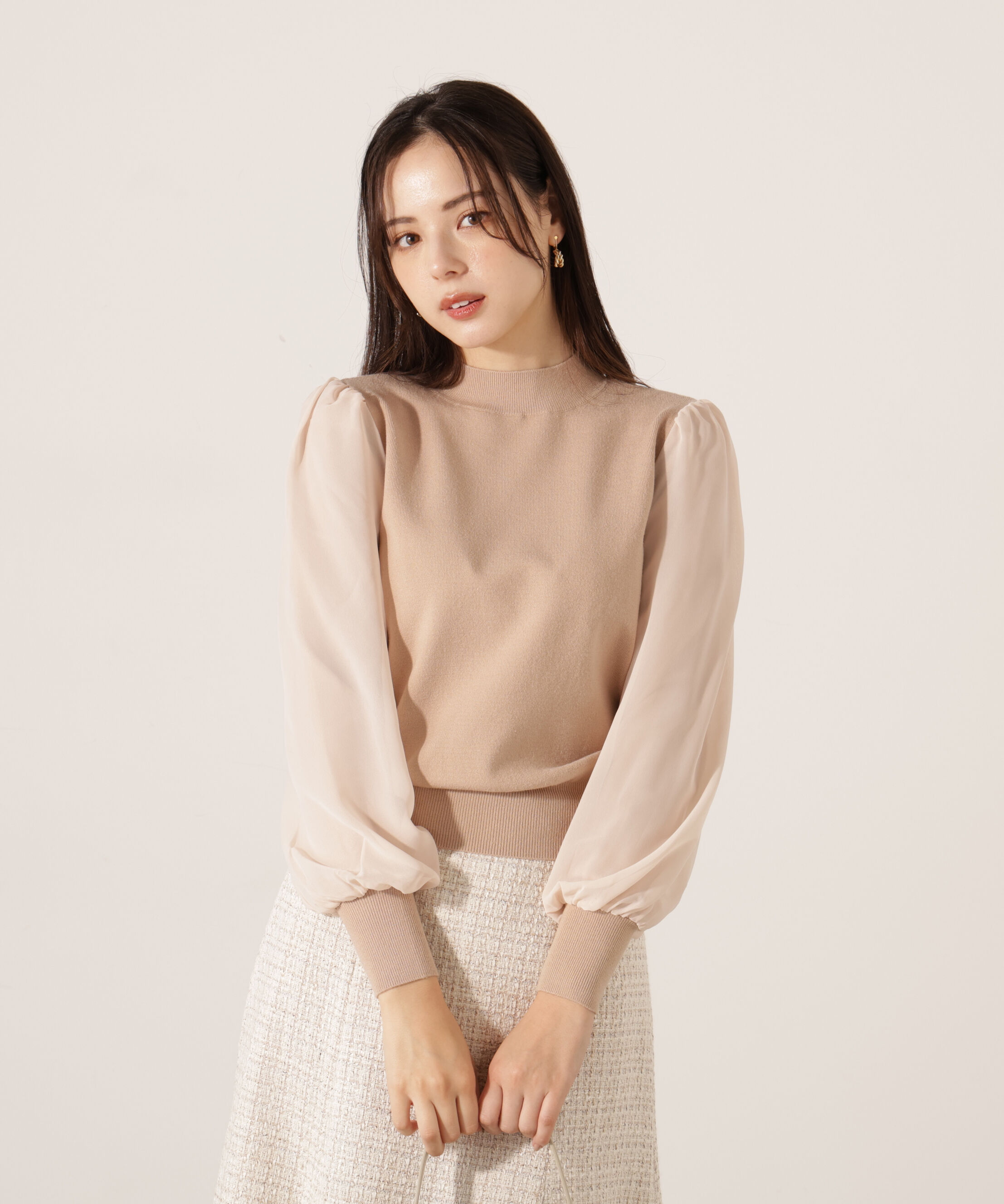 PROPORTION BODY DRESSING「シフォンスリーブニットトップス　25AW」|ニット・セーター|