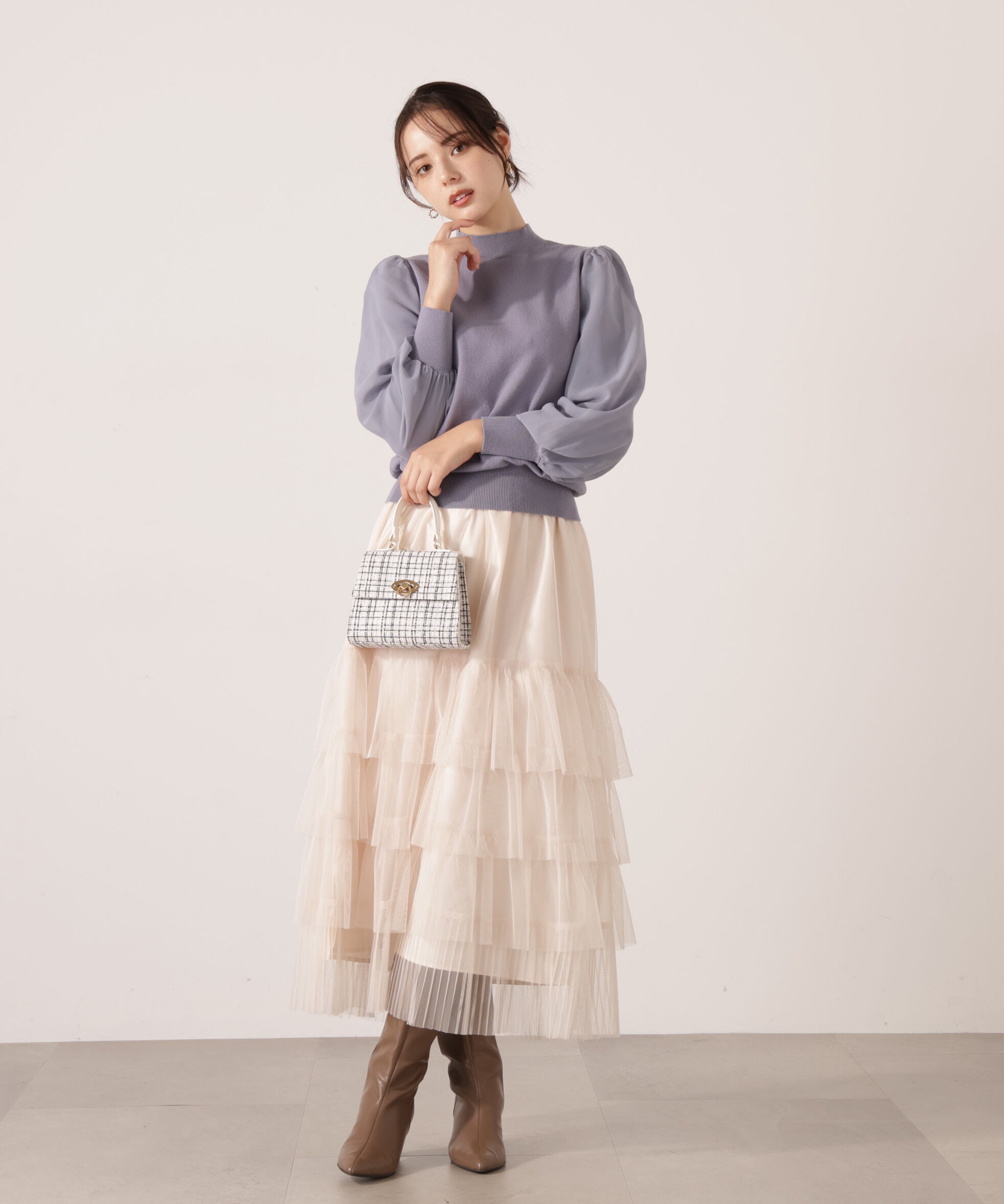 PROPORTION BODY DRESSING「シフォンスリーブニットトップス　25AW」|ニット・セーター|