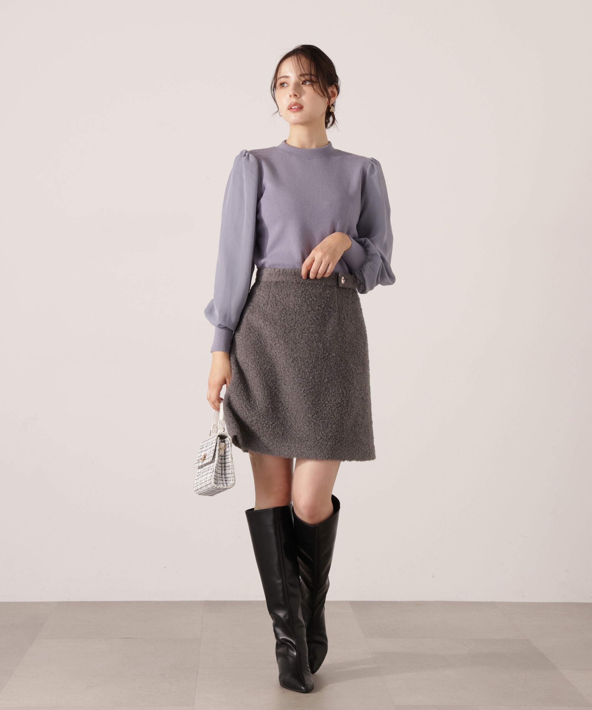 PROPORTION BODY DRESSING「シフォンスリーブニットトップス　25AW」|ニット・セーター|
