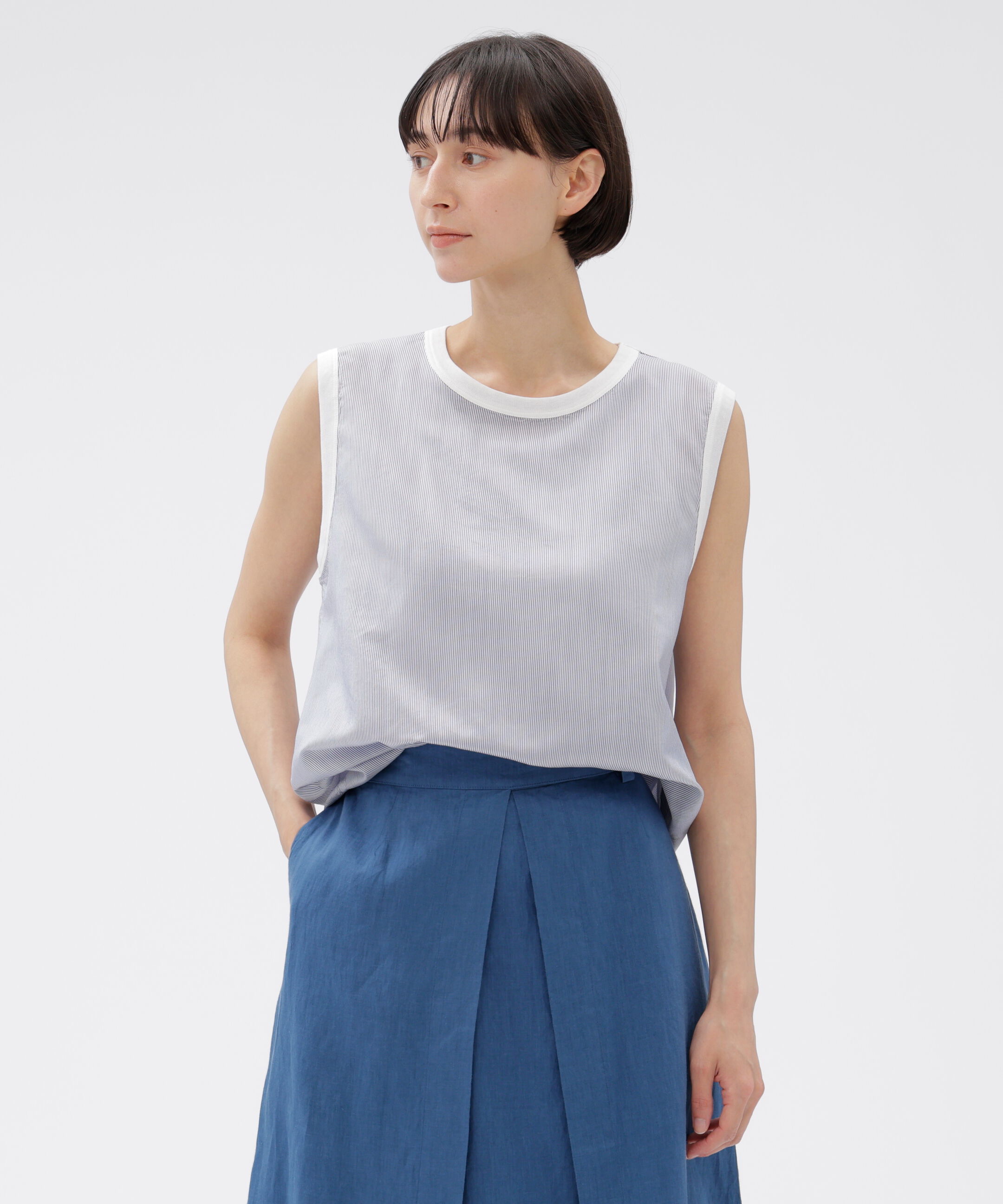  「WASHABLE SILK POPLIN SHIRT」|シャツ・ブラウス|BLUE/WHITE7