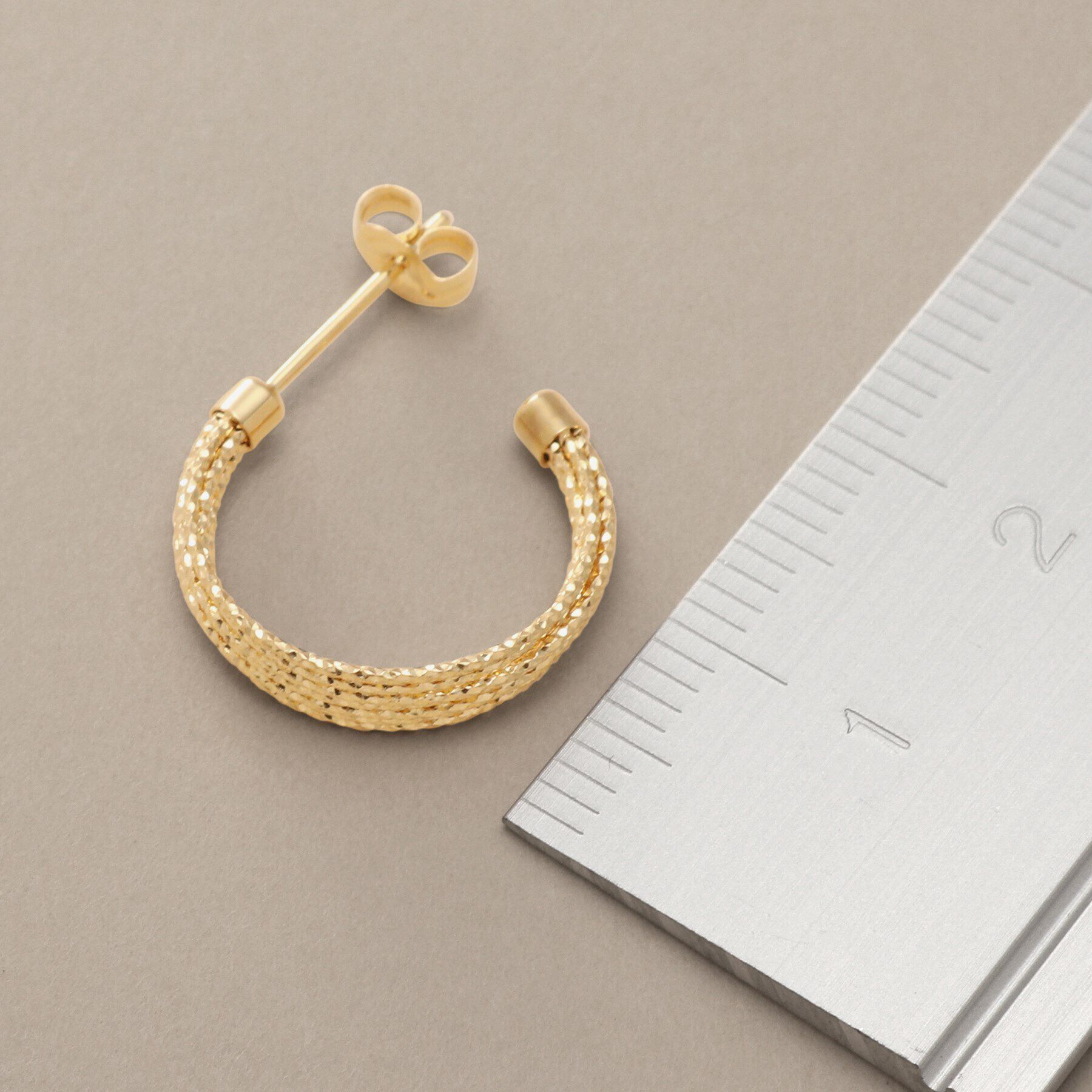 COCOSHNIK「K18ミラーカット7連 フープピアス」|ピアス|