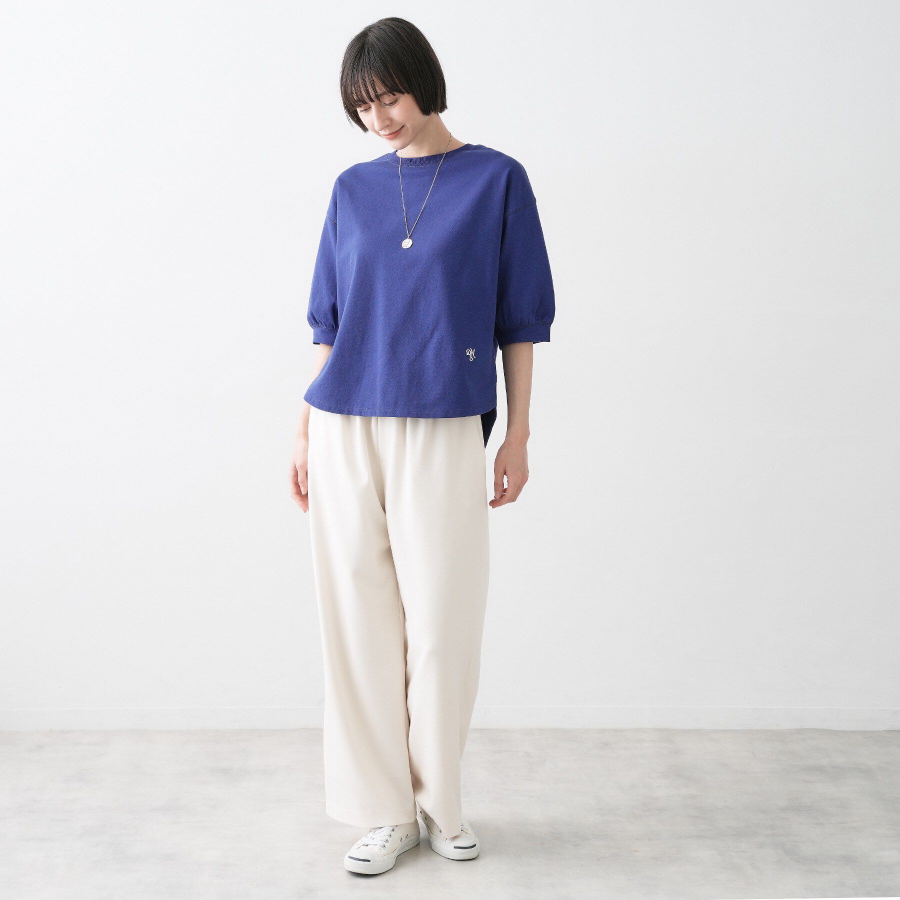 Dessin「【360度可愛い】バックヘンリーカットソー5分袖」|Tシャツ・カットソー|