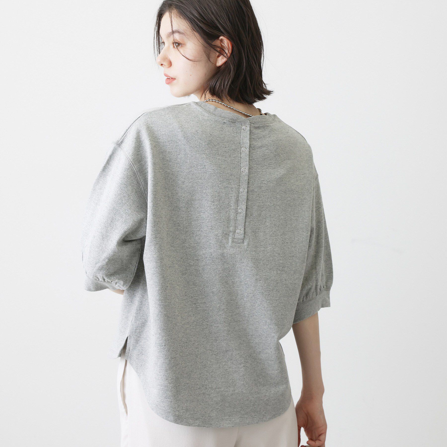 Dessin「【360度可愛い】バックヘンリーカットソー5分袖」|Tシャツ・カットソー|