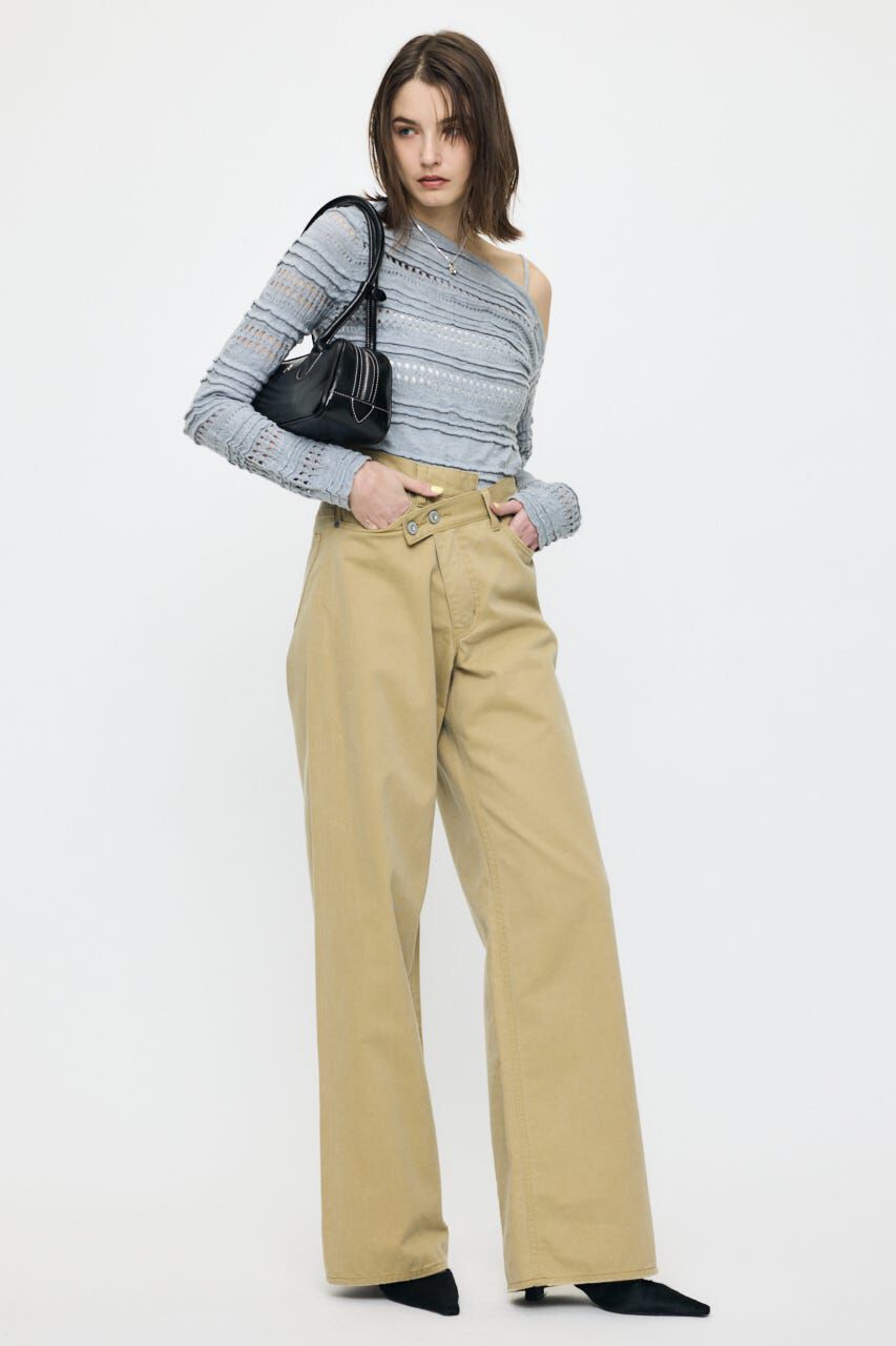 MOUSSY「RANDOM STRIPE OFF SHOULDER トップス」|ニット・セーター|