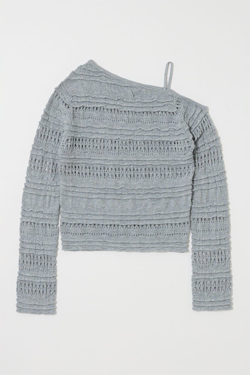 MOUSSY「RANDOM STRIPE OFF SHOULDER トップス」|ニット・セーター|