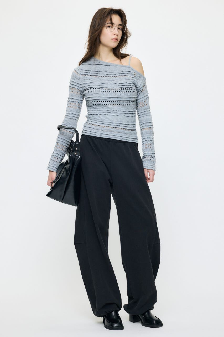 MOUSSY「RANDOM STRIPE OFF SHOULDER トップス」|ニット・セーター|