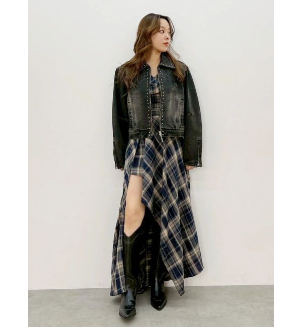 EVRIS「ドッキングチェックロングワンピース」|ワンピース|