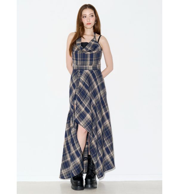 EVRIS「ドッキングチェックロングワンピース」|ワンピース|