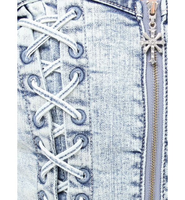 GYDA「sacred edge cross ZIPスカートライクデニムミニワンピース」|ワンピース|