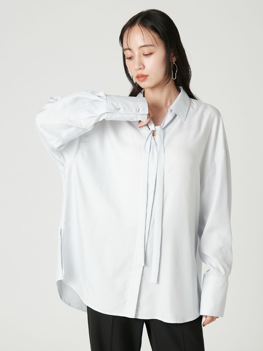 FRAY I.D「【ウォッシャブル】2wayサテンボウタイスキッパーシャツ」|シャツ・ブラウス|