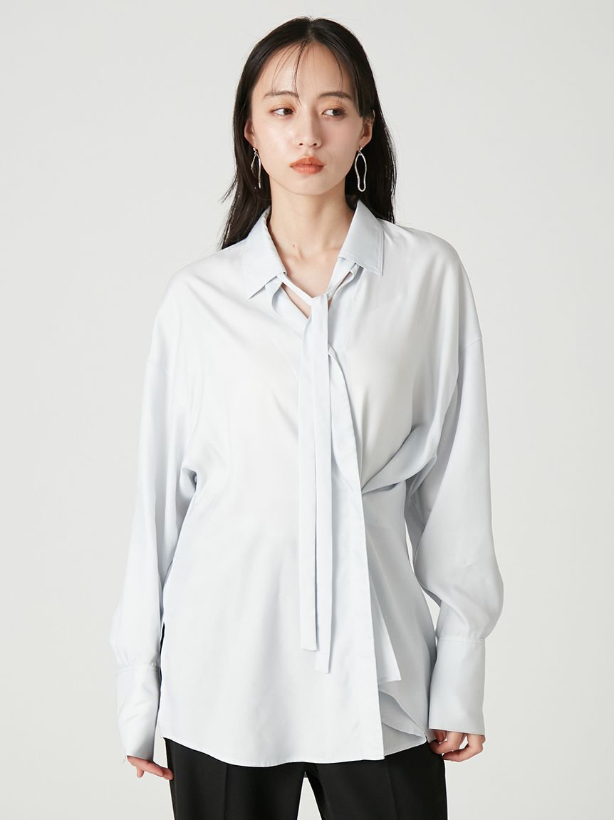 FRAY I.D「【ウォッシャブル】2wayサテンボウタイスキッパーシャツ」|シャツ・ブラウス|
