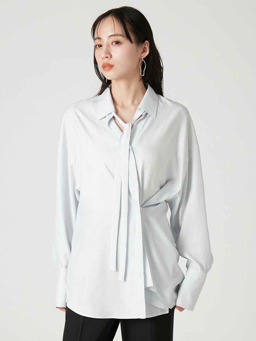 FRAY I.D「【ウォッシャブル】2wayサテンボウタイスキッパーシャツ」|シャツ・ブラウス|