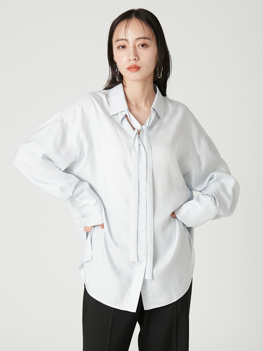 FRAY I.D「【ウォッシャブル】2wayサテンボウタイスキッパーシャツ」|シャツ・ブラウス|