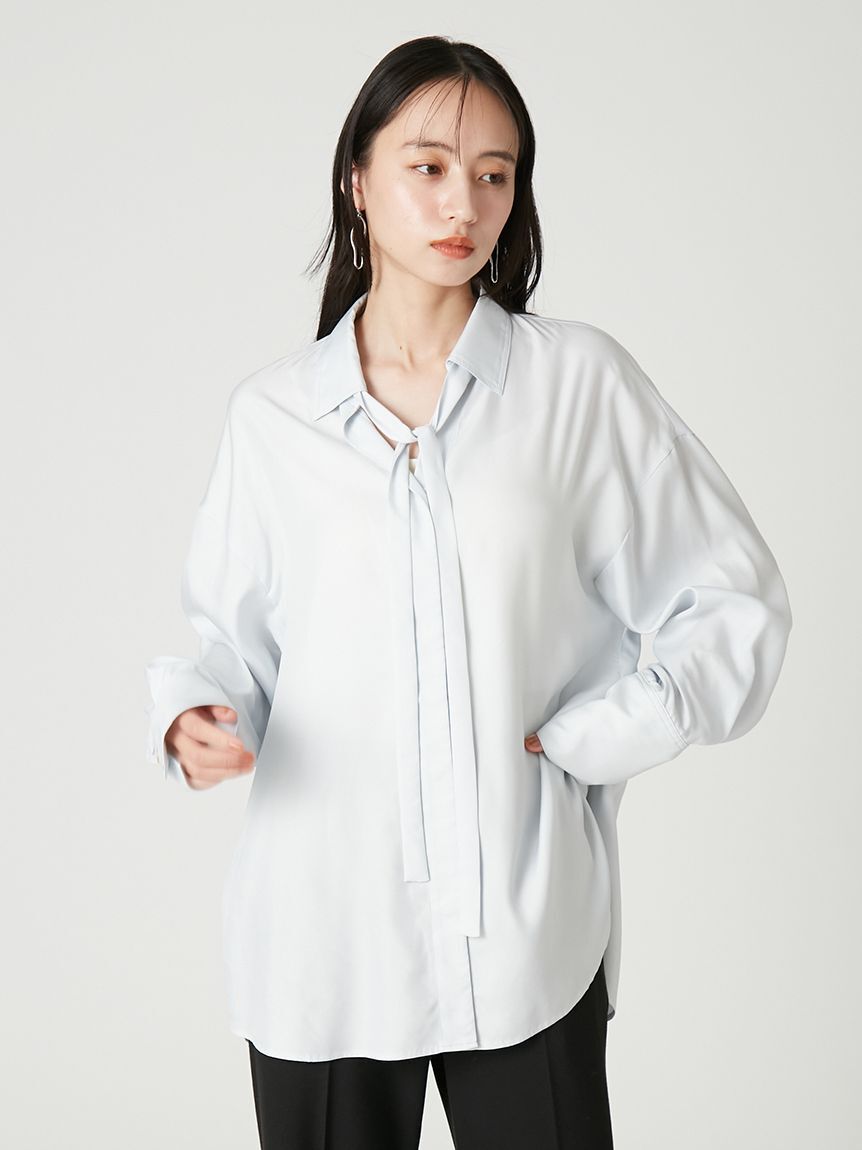 FRAY I.D「【ウォッシャブル】2wayサテンボウタイスキッパーシャツ」|シャツ・ブラウス|
