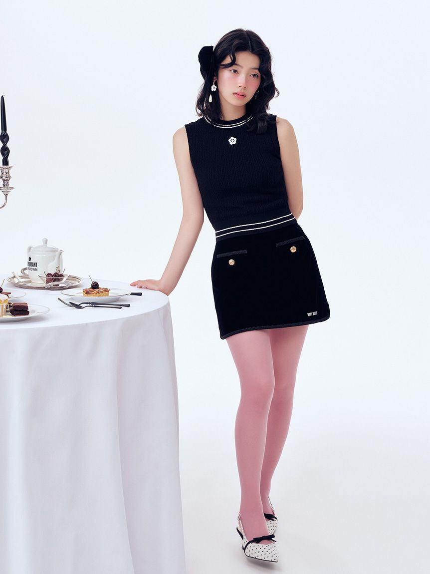 LILY BROWN「【LILY BROWN&times;MARY QUANT】デイジー刺繍ケーブルノースリニット」|ニット・セーター|