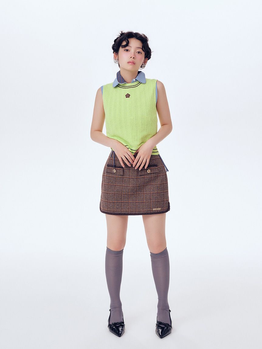 LILY BROWN「【LILY BROWN&times;MARY QUANT】デイジー刺繍ケーブルノースリニット」|ニット・セーター|