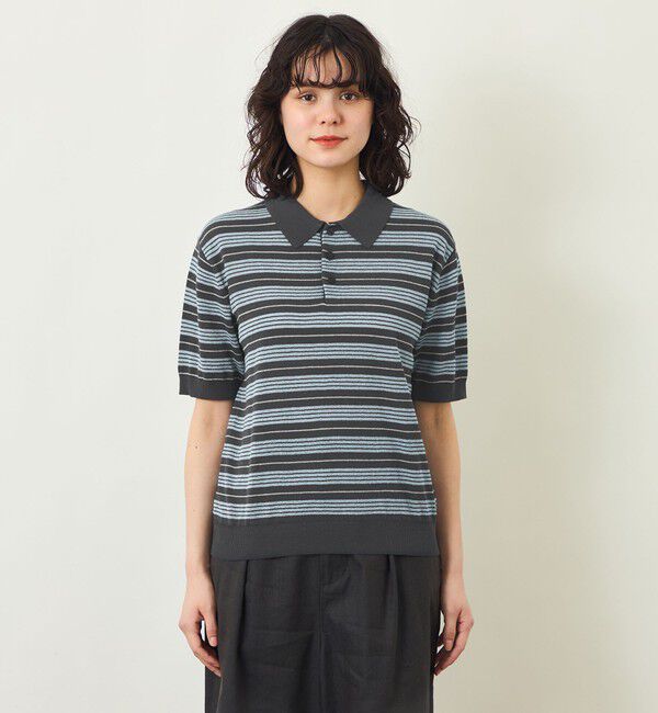 MACKINTOSH PHILOSOPHY「【GREY LABEL】リネンミックスボーダーポロニット」|ニット・セーター|