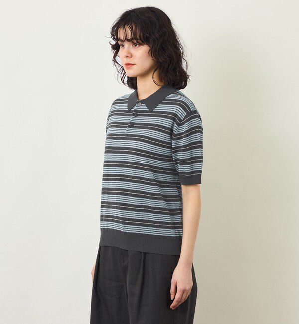 MACKINTOSH PHILOSOPHY「【GREY LABEL】リネンミックスボーダーポロニット」|ニット・セーター|