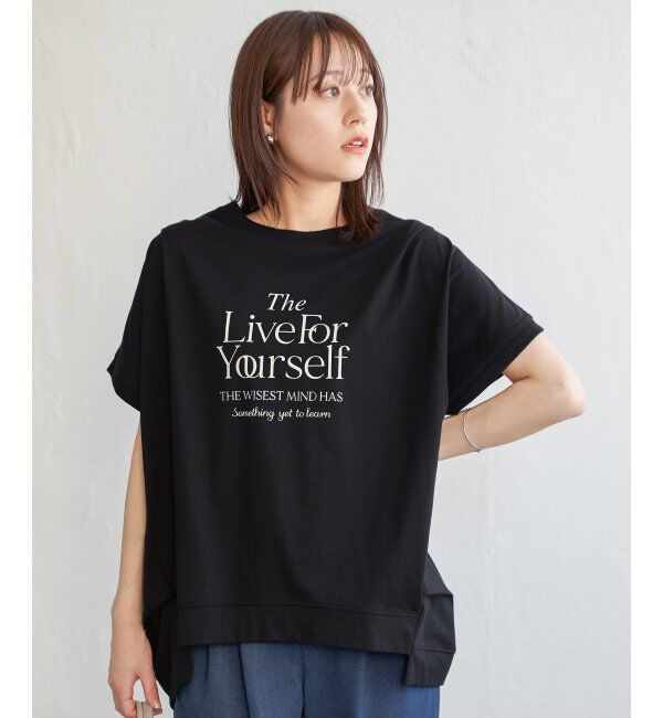 ikka「ロゴフォトプリントチュニックＴ」|その他|ブラック