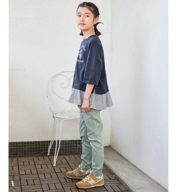 ikka kids「裾布帛フリル7分袖Tトレ（120~160cm）」|Tシャツ・カットソー|