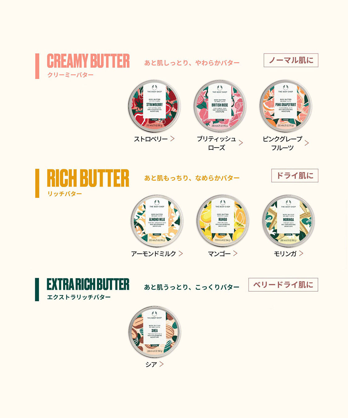 THE BODY SHOP「ボディバター AM 50mL（香り：アーモンドミルク）」|ボディ保湿|