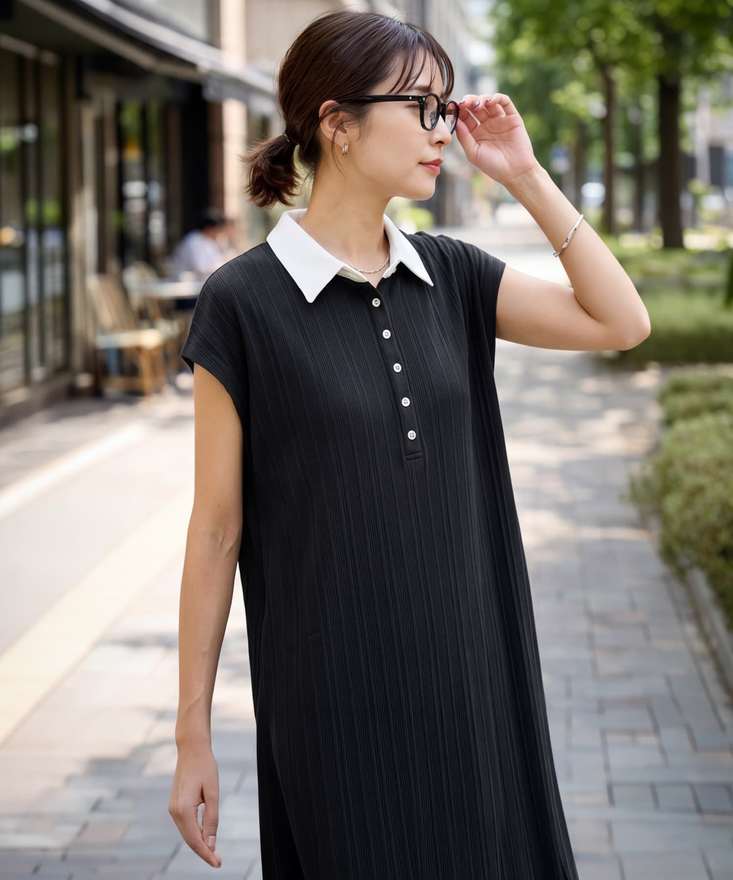 STYLE DELI「襟付きランダムリブカットソーワンピース」|ワンピース|