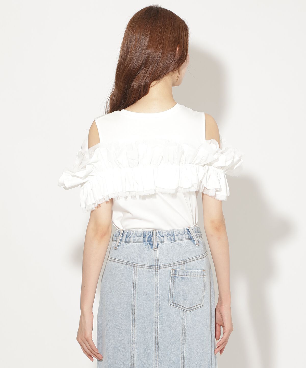 アンドクチュール「フリルギャザードッキングトップス」|Tシャツ・カットソー|