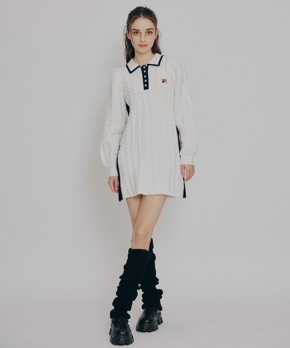 REDYAZEL「［FILA&times;REDYAZEL］ケーブルニットポロミニワンピース」|ワンピース|