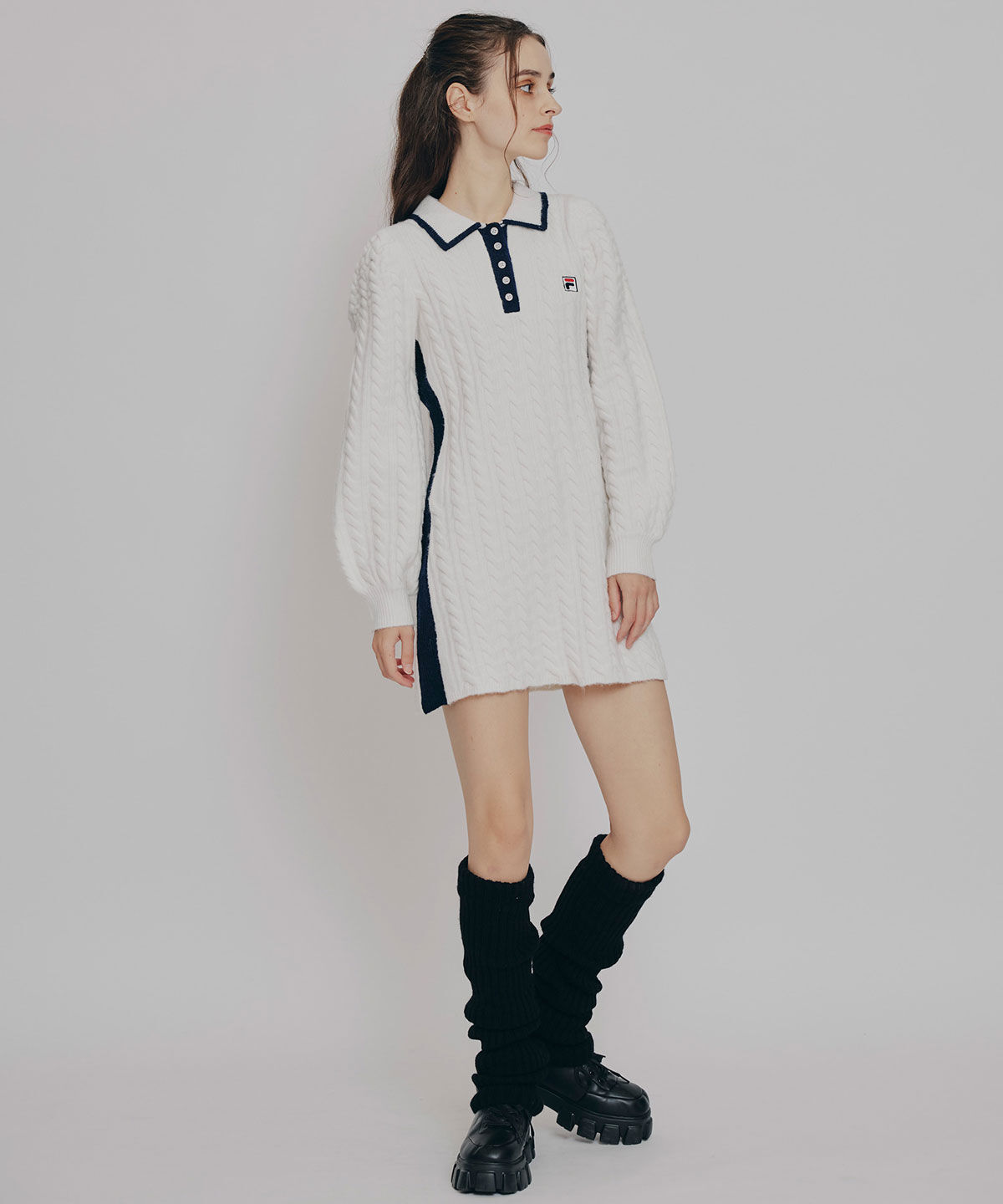 REDYAZEL「［FILA&times;REDYAZEL］ケーブルニットポロミニワンピース」|ワンピース|